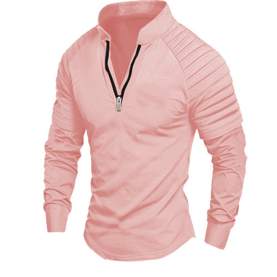 Herren Slim-Fit Troyer mit gesteppter Schulterpasse und halbem Reißverschluss Shop Nory