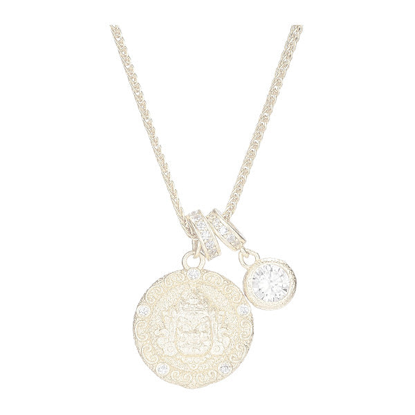 Damen Halskette mit kunstvollem Buddha-Anhänger und funkelnden Zirkoniasteinen Shop Nory