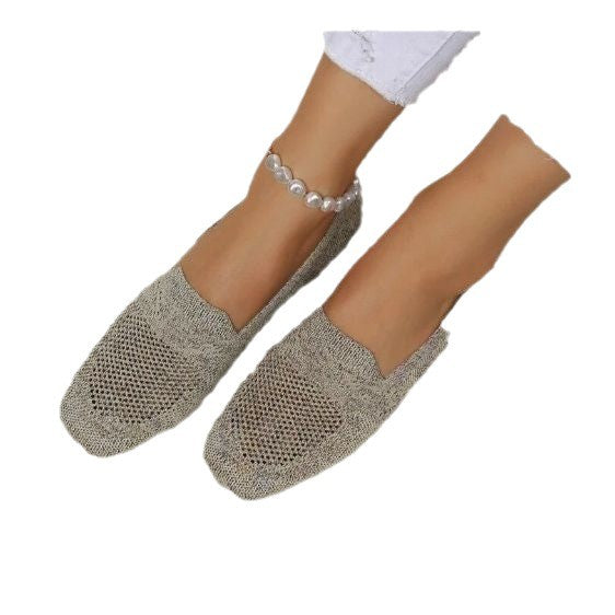 Damen Atmungsaktive Gestrickte Hineinschlüpfschuhe mit Flexibler Laufsohle Shop Nory