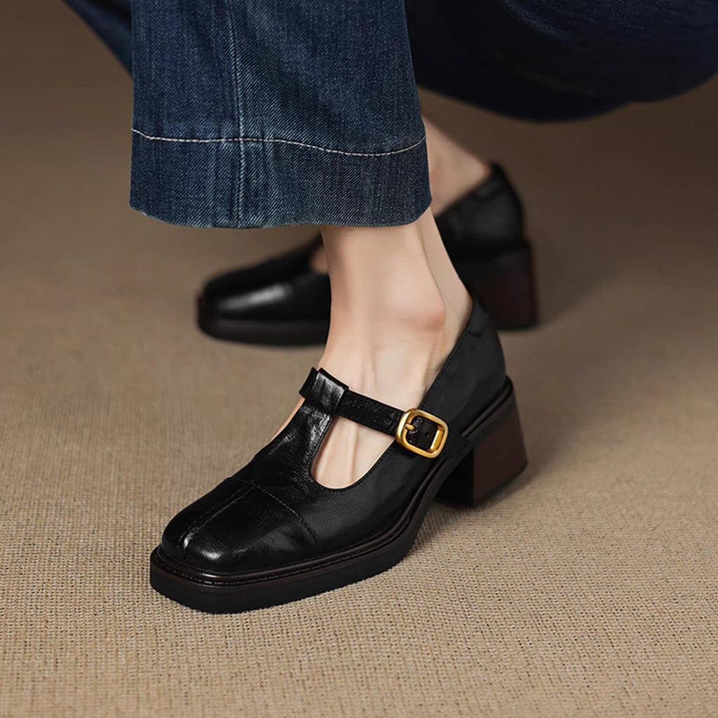 Damen Elegante Ballerinas mit modischer Schnallenverzierung