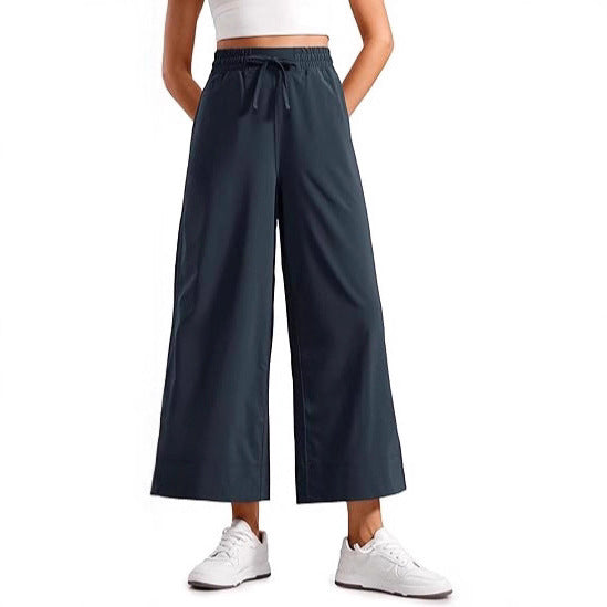 Damen nan weite Culotte-Hose mit elastischem Bund, Tunnelzug und seitlichen Schlitzen Shop Nory