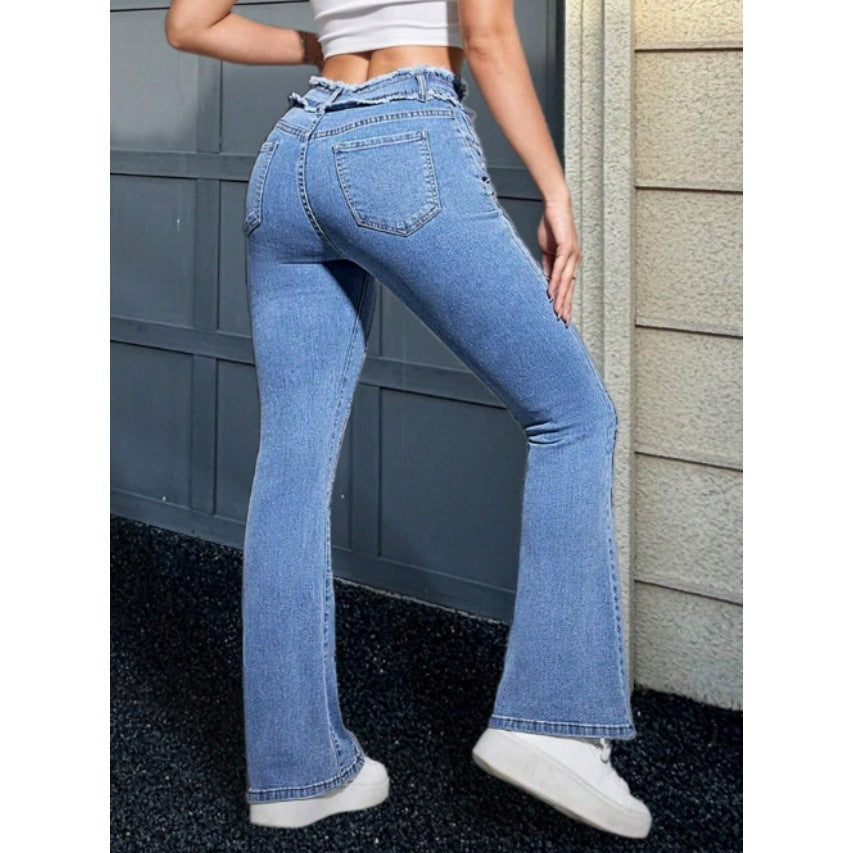 Damen Hochtaillierte Sculpting-Flared-Jeans mit gerafftem Bund und figurformender Passform Shop Nory