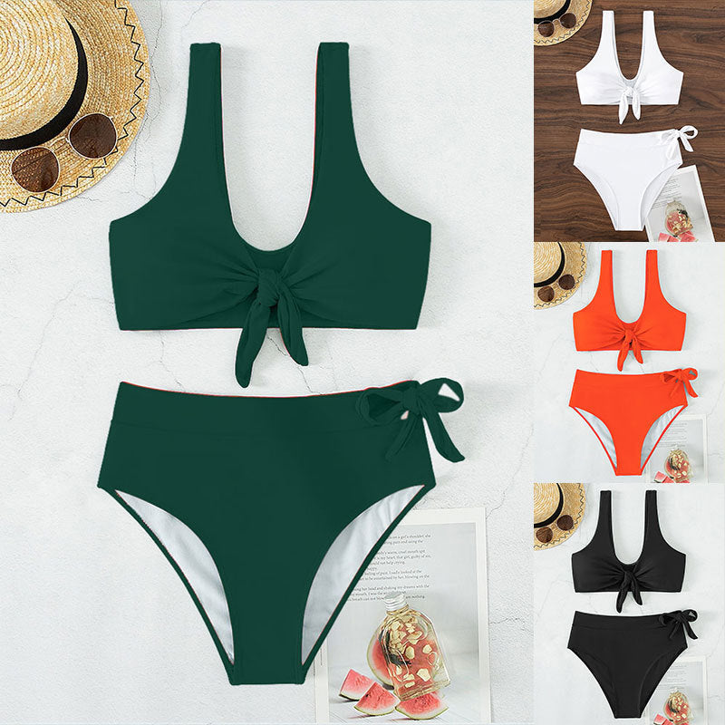 Damen Hochgeschnittener Bikini mit verstellbarem Knoten