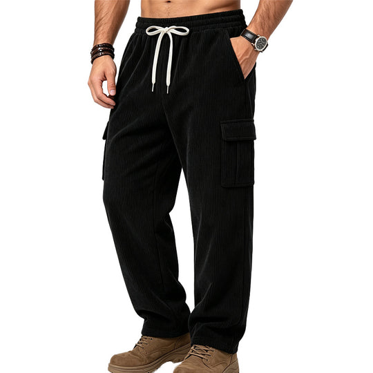 Herren Lässige Cord-Cargo-Hose mit elastischem Bund und Kordelzug Shop Nory