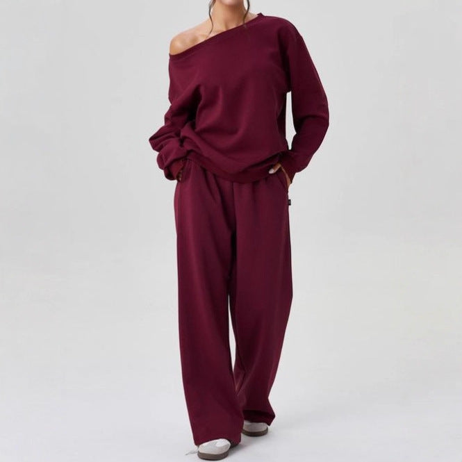 Damen nan legeres Lounge-Set mit einseitigem Schulterdetail und weiter Jogginghose Shop Nory