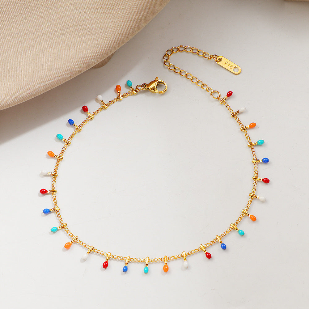 Dainty Gold Chain Fußkette für Frauen mit schwarzen Perlenakzenten Shop Nory