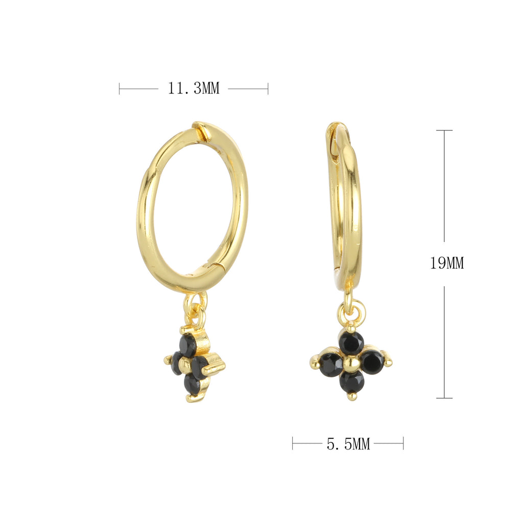 Damen Creolenohrringe mit blütenförmigen Anhängern und hochwertigem Zirkonbesatz Shop Nory