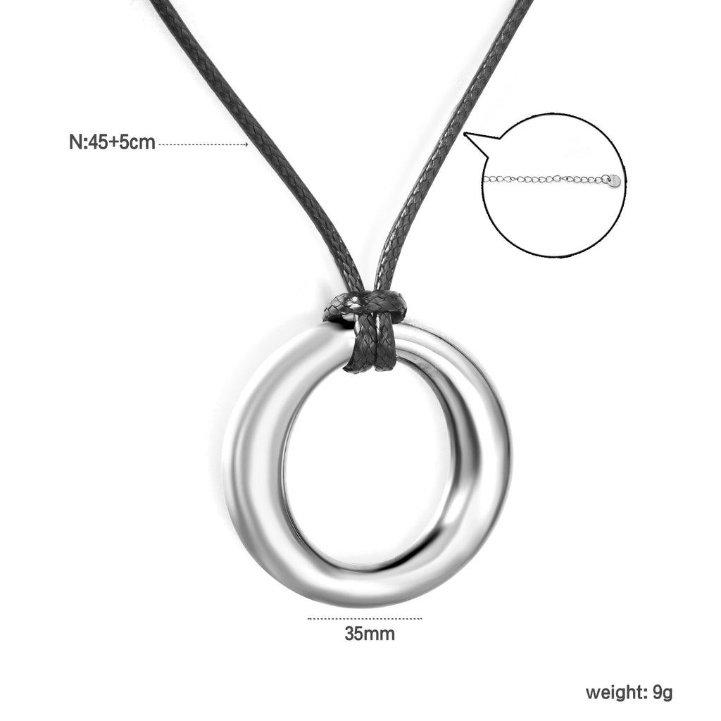 Damen Halskette mit schlichten, eleganten Ringanhänger aus hochwertigem Edelstahl Shop Nory