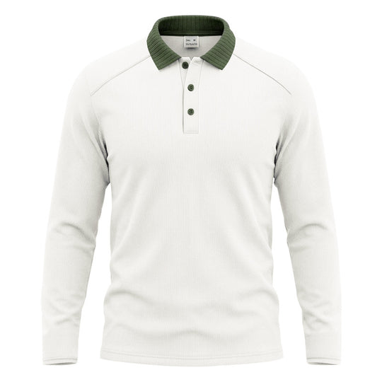 Herren Langarm-Poloshirt mit gerippter Kontrastkragen und feiner Waffelstruktur Shop Nory