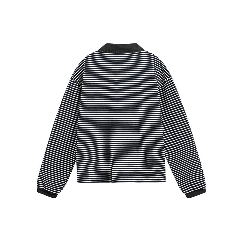 Unisex Relaxed-Rugby-Poloshirt mit Cordkragen und feinem Ringelstrick Shop Nory