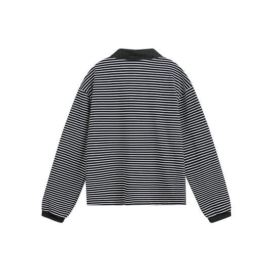 Unisex Relaxed-Rugby-Poloshirt mit Cordkragen und feinem Ringelstrick Shop Nory