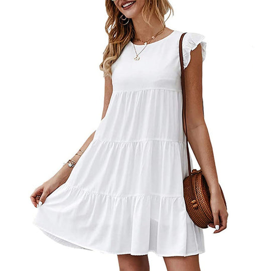 Damen lässiges Freizeitkleid im luftigen Stil mit Rüschendetails