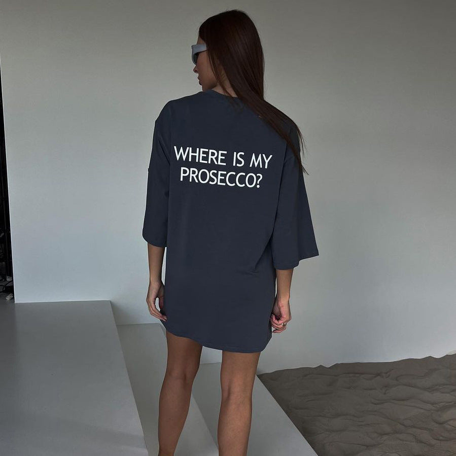 Damen oversized Longshirt mit Statement-Print, dreiviertelärmeln und lockerer Tunika-Silhouette Shop Nory