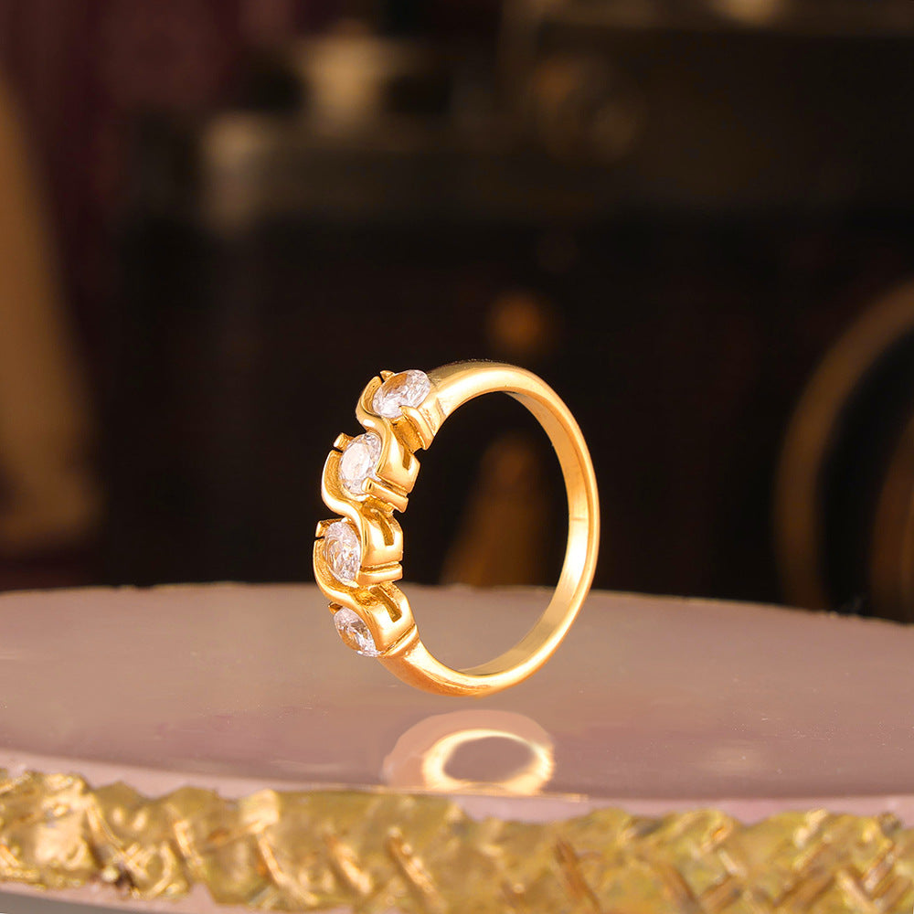 Damenuhr mit funkelnden Zirkonen und elegantem Wellenmuster Shop Nory