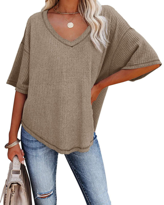 Damen lässiges Oversized-Oberteil mit strukturiertem WShopnorymuster