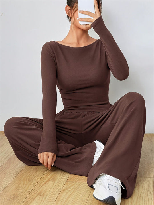 Damen Lässiges Oberteil und weite Hose Set