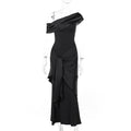 Damen Langarm Maxikleid mit asymmetrischem Schnitt und dekorativen Drapierungen