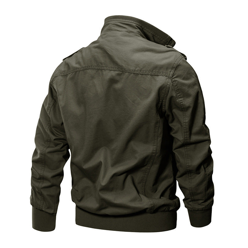 Herren robustes Canvas-Pilotblouson mit Rippenbündchen und Schulterpatten Shop Nory