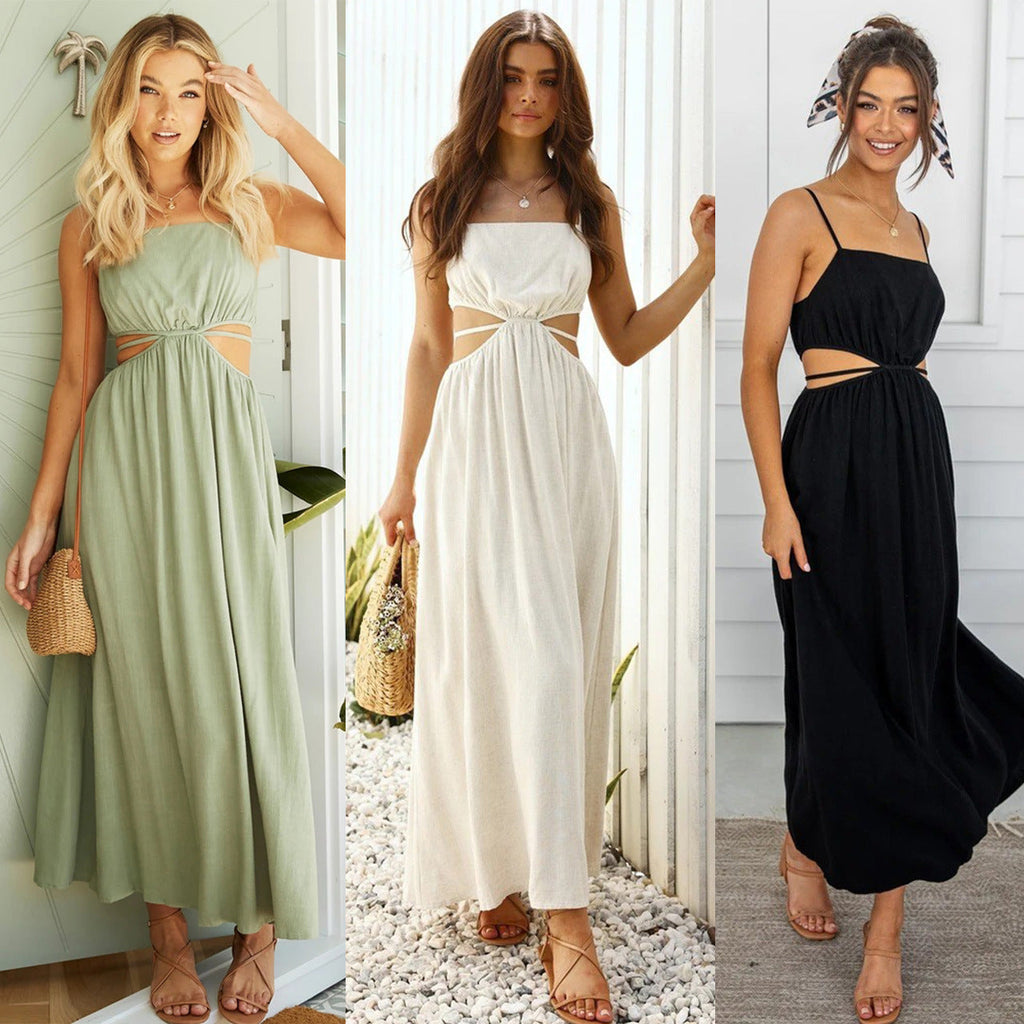 Damen Maxikleid mit modischen Cut-Outs und figurfreundlichem Design