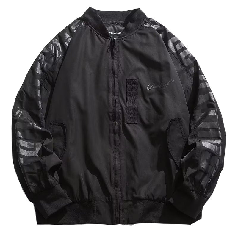 Unisex Leichte Oversize-Bomberjacke aus Nylon mit reflektierenden Ärmeln und Rippbündchen Shop Nory