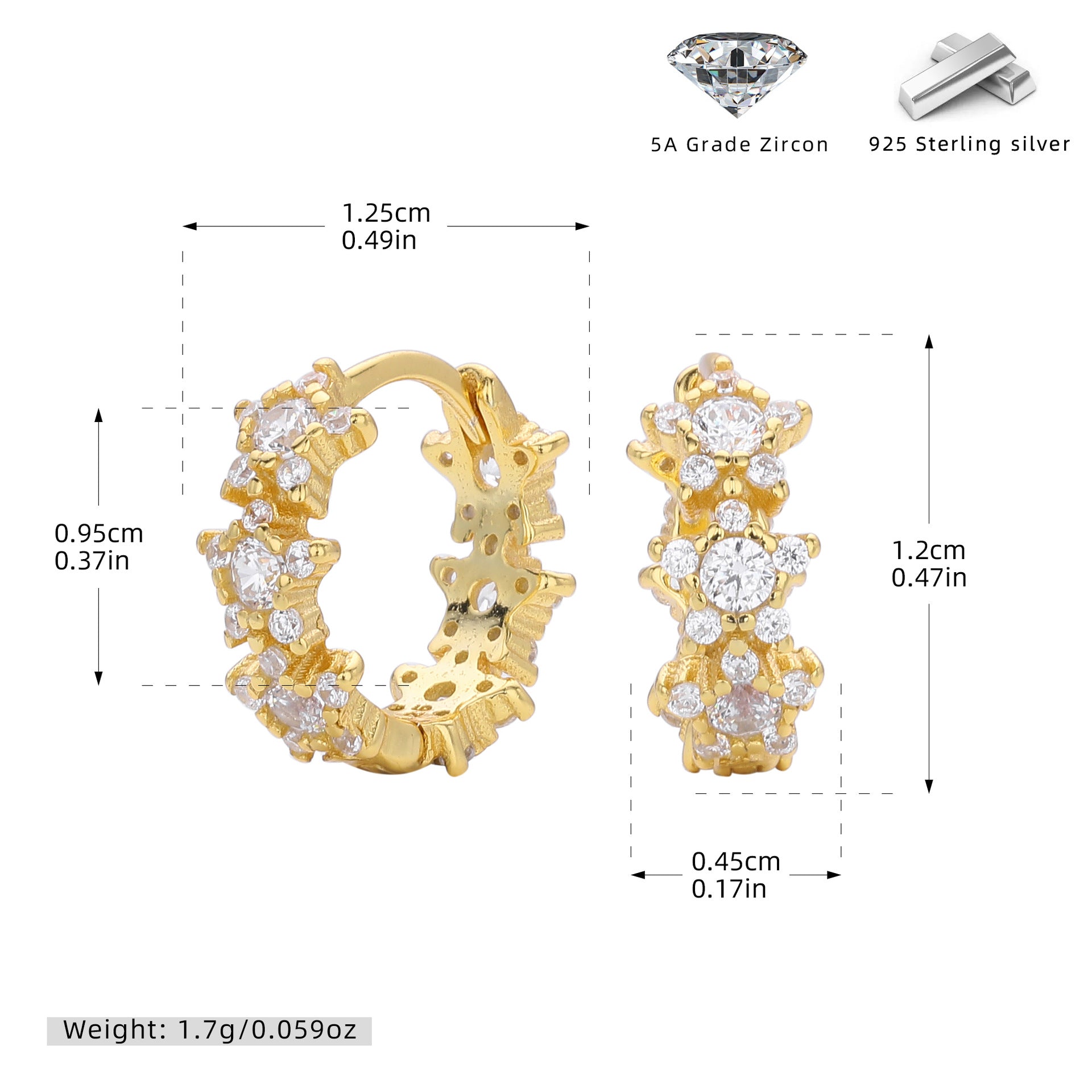 Damen Creolen mit luxuriösem Zirkonbesatz aus 925 Sterling Silber Shop Nory