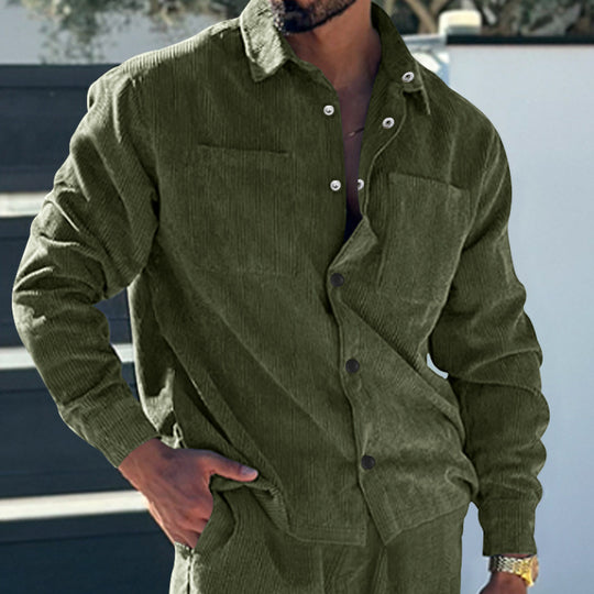 Herren Kord-Überhemd im Oversize-Look mit Brusttaschen und durchgehender Knopfleiste Shop Nory