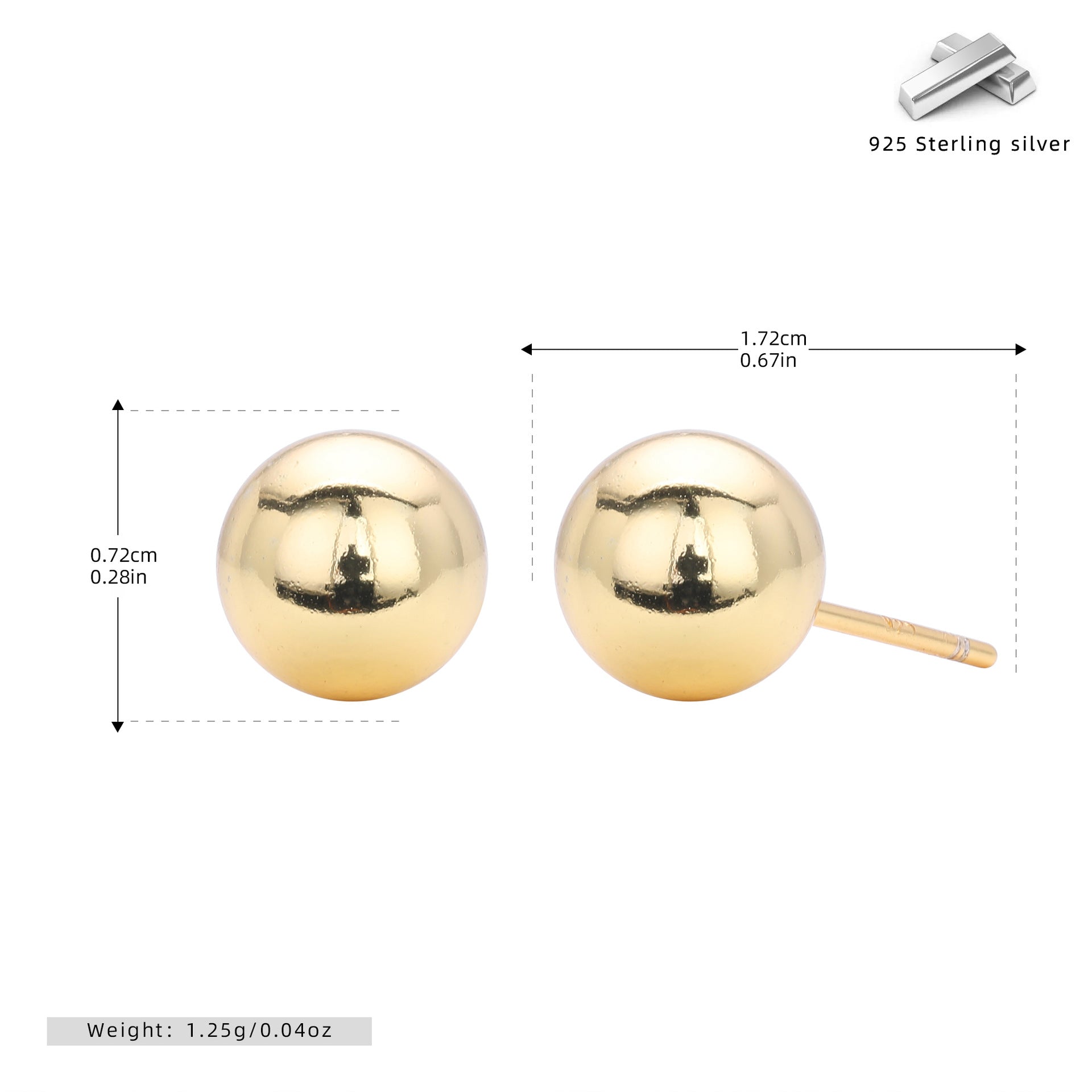 Damen Ohrstecker aus 925 Sterling Silber mit glänzenden Kugeldesign Shop Nory