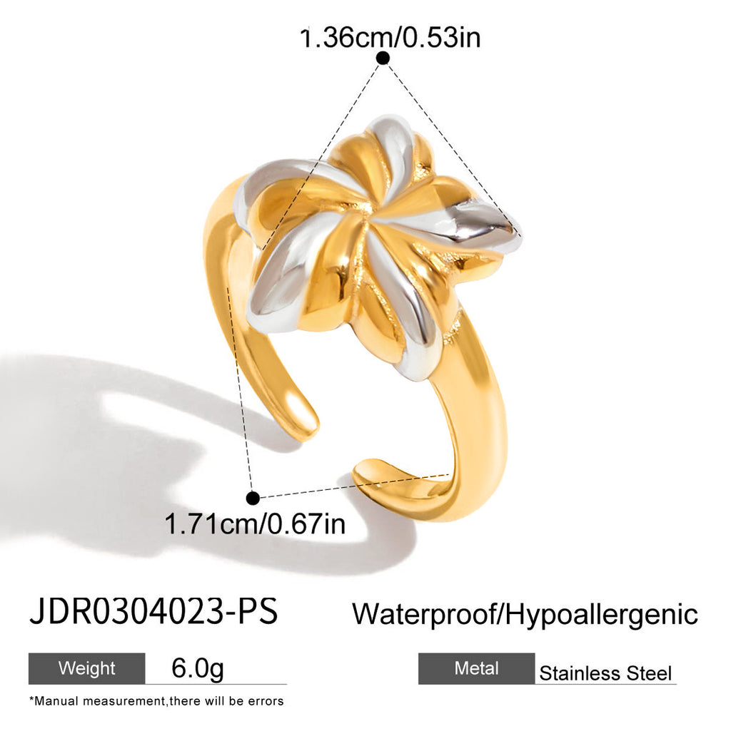 Damen Offener Ring mit floralem Design aus rostfreiem Edelstahl Shop Nory