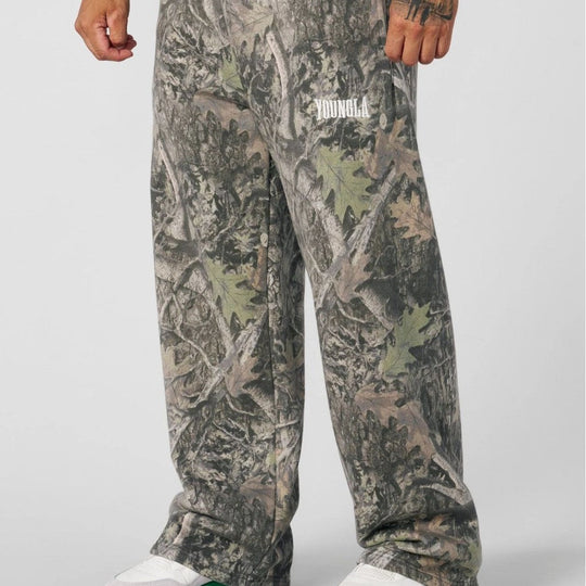 Herren nan weite Camouflage-Jogginghose mit elastischem Komfortbund und Oberschenkel-Logo