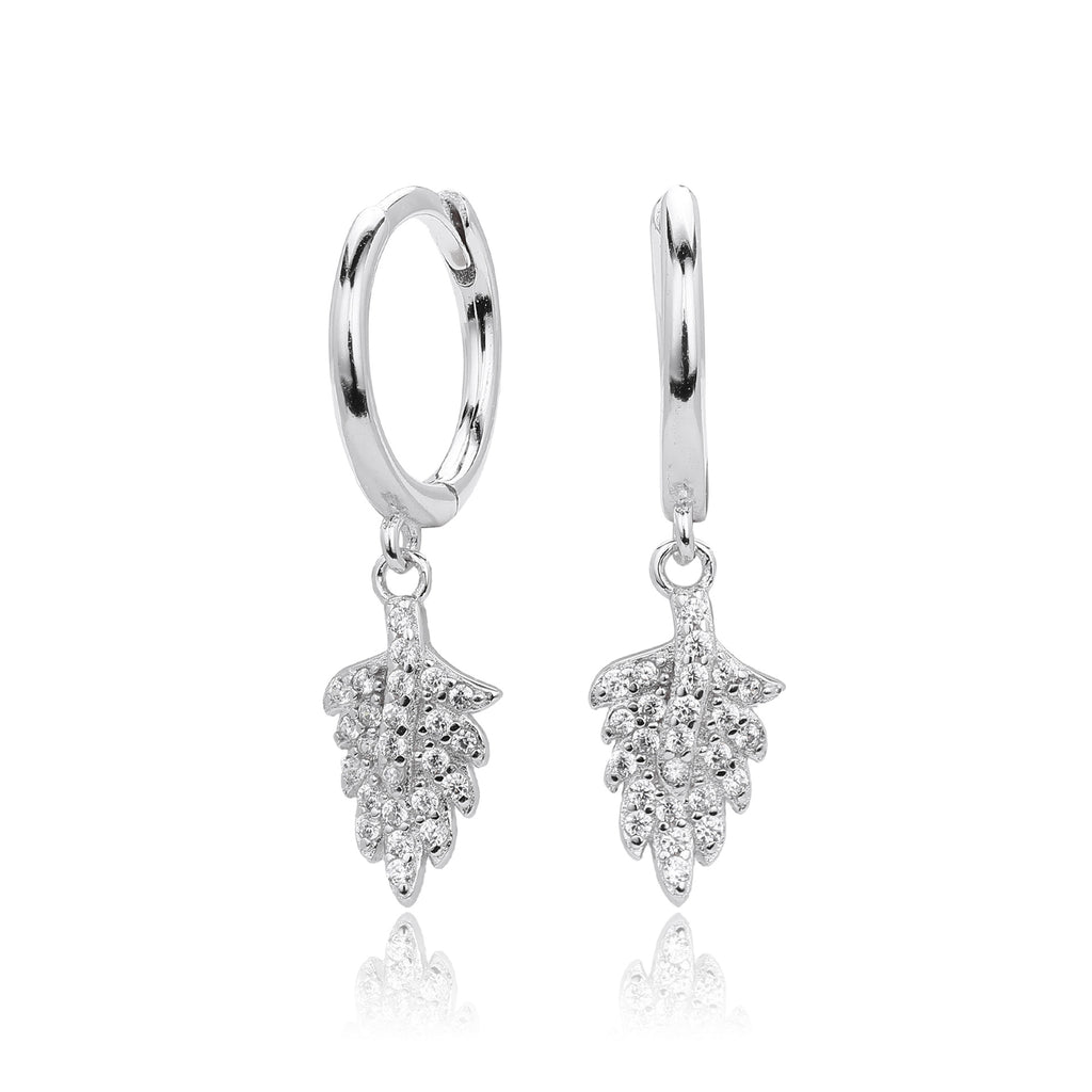 Damen Ohrhänger mit Blattmotiv aus hochwertigem 925 Sterlingsilber und funkelnden Zirkonia Shop Nory