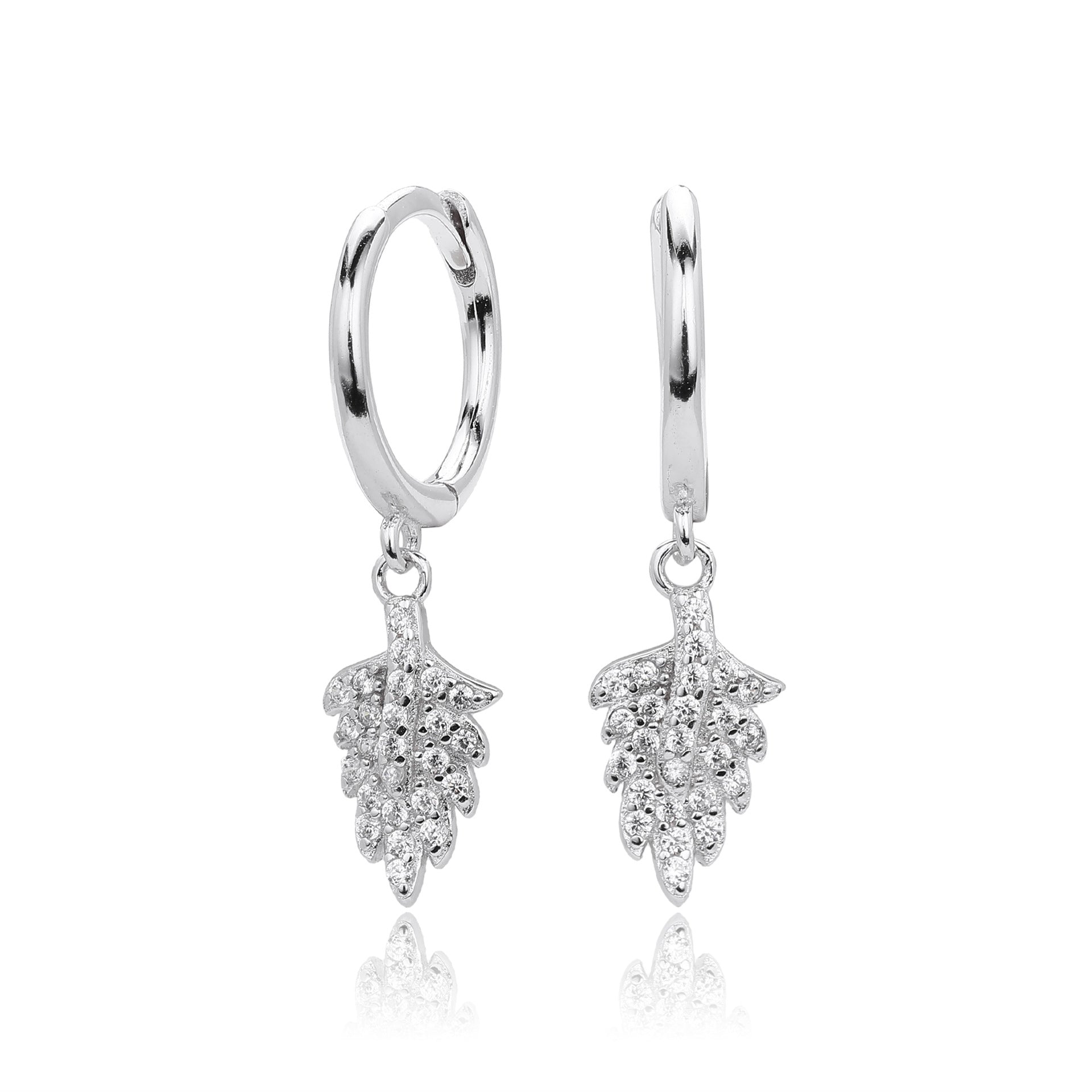 Damen Ohrhänger mit Blattmotiv aus hochwertigem 925 Sterlingsilber und funkelnden Zirkonia Shop Nory
