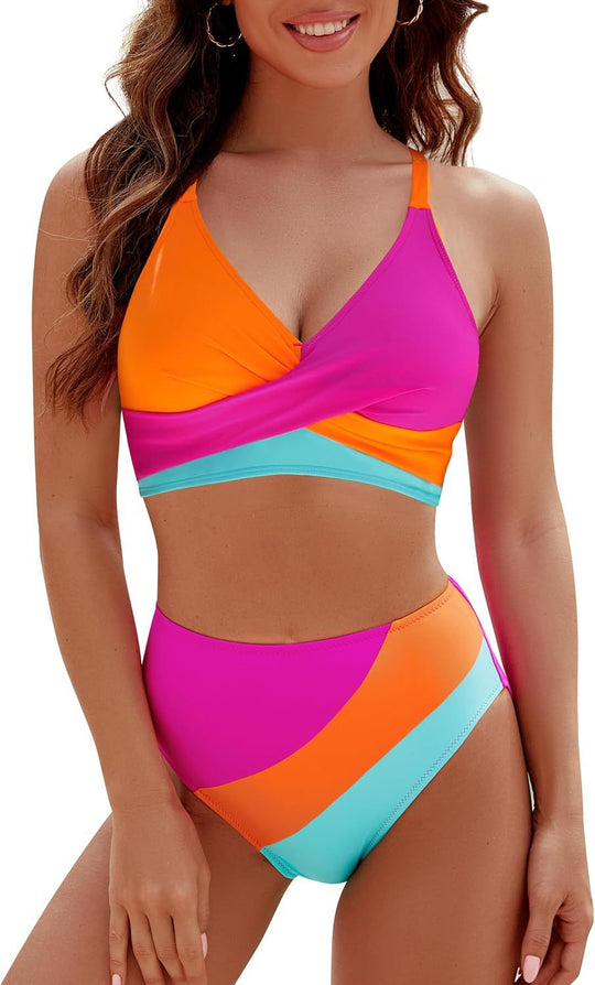 Damen Sportlicher Bikini-Set mit modernem Wickeldesign