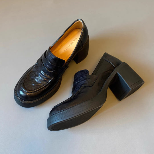 Damen Hochabsatz-Pennyloafer mit massivem Blockabsatz und profilierter Sohle Shop Nory