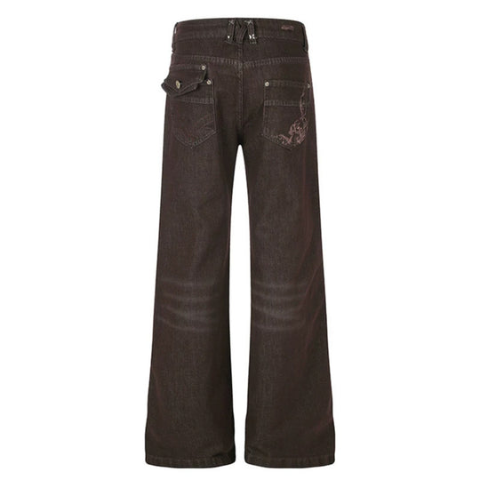 Damen Weite High‑Waist Denimhose mit geradem Bein und Utility‑Pattentaschen Shop Nory