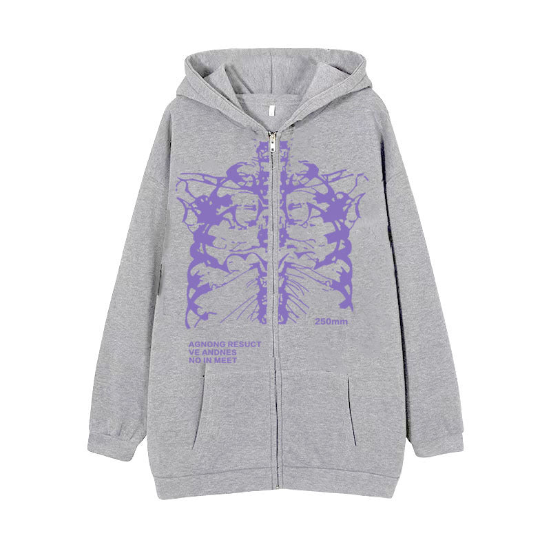 Damen nan Kapuzenjacke mit durchgehendem Reißverschluss und Rippenherz-Print Shop Nory