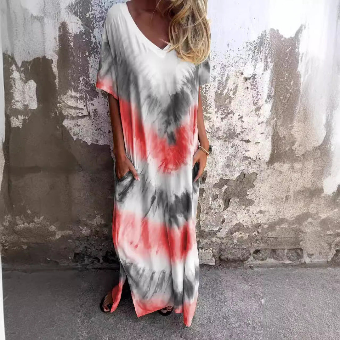 Damen Maxikleid mit lässigem V-Ausschnitt und praktischen Taschen