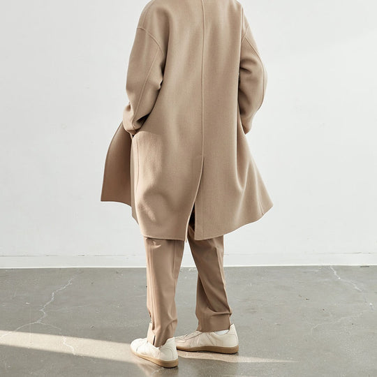 Herren Oversized Wollmantel mit Doppelreiher und Reverskragen Shop Nory