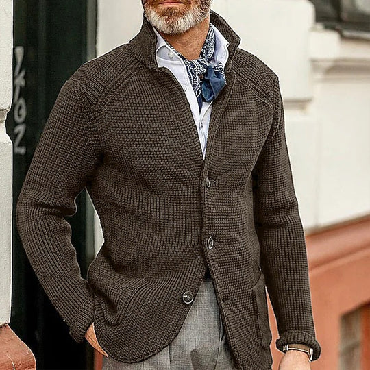 Herren Strickjacke mit Stehkragen und Strukturstrick Shop Nory