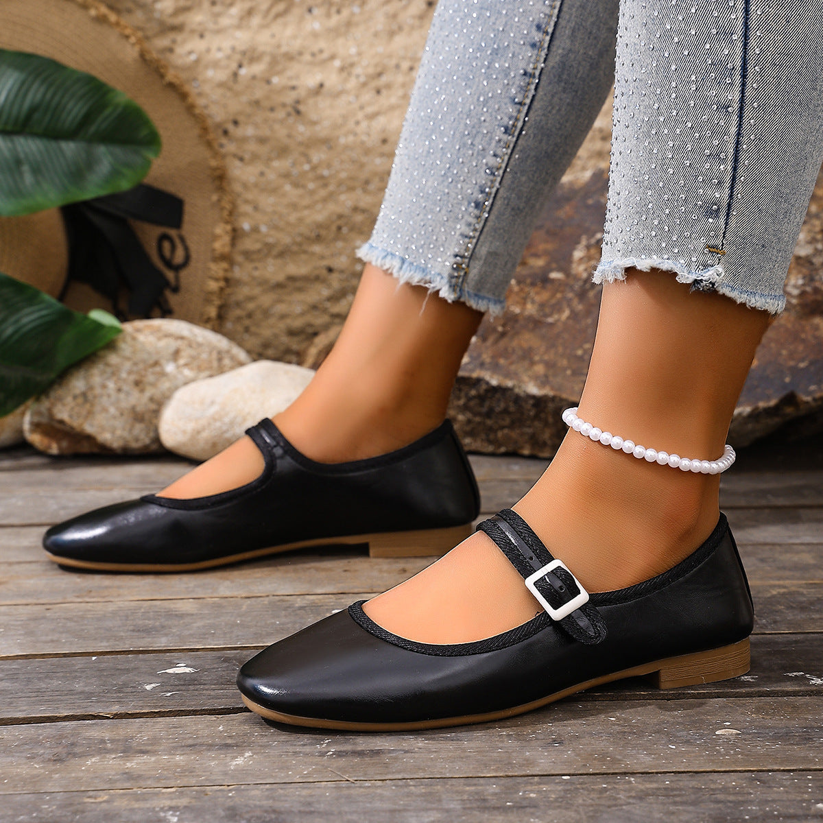 Damen Ballerinas mit praktischem Schnallenverschluss und bequemer Sohle