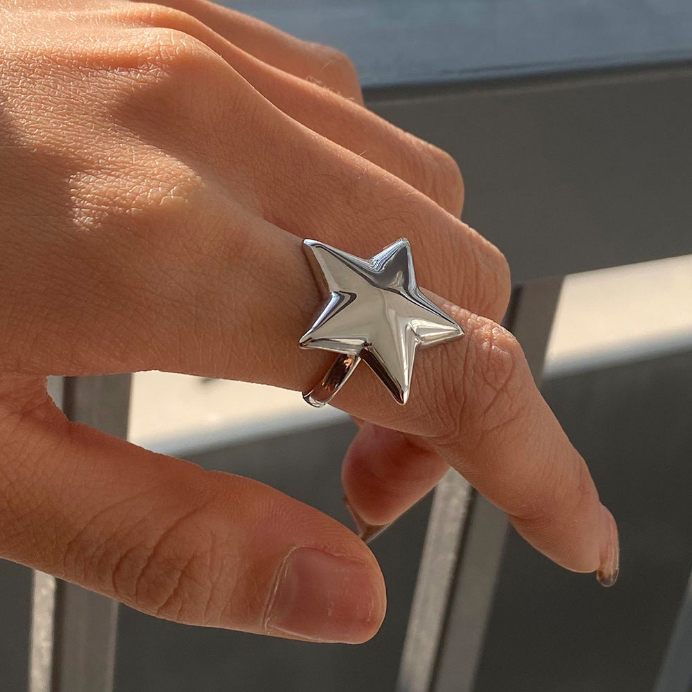 Damen Offener Ring im stilvollen Stern-Design aus hypoallergenem Edelstahl Shop Nory
