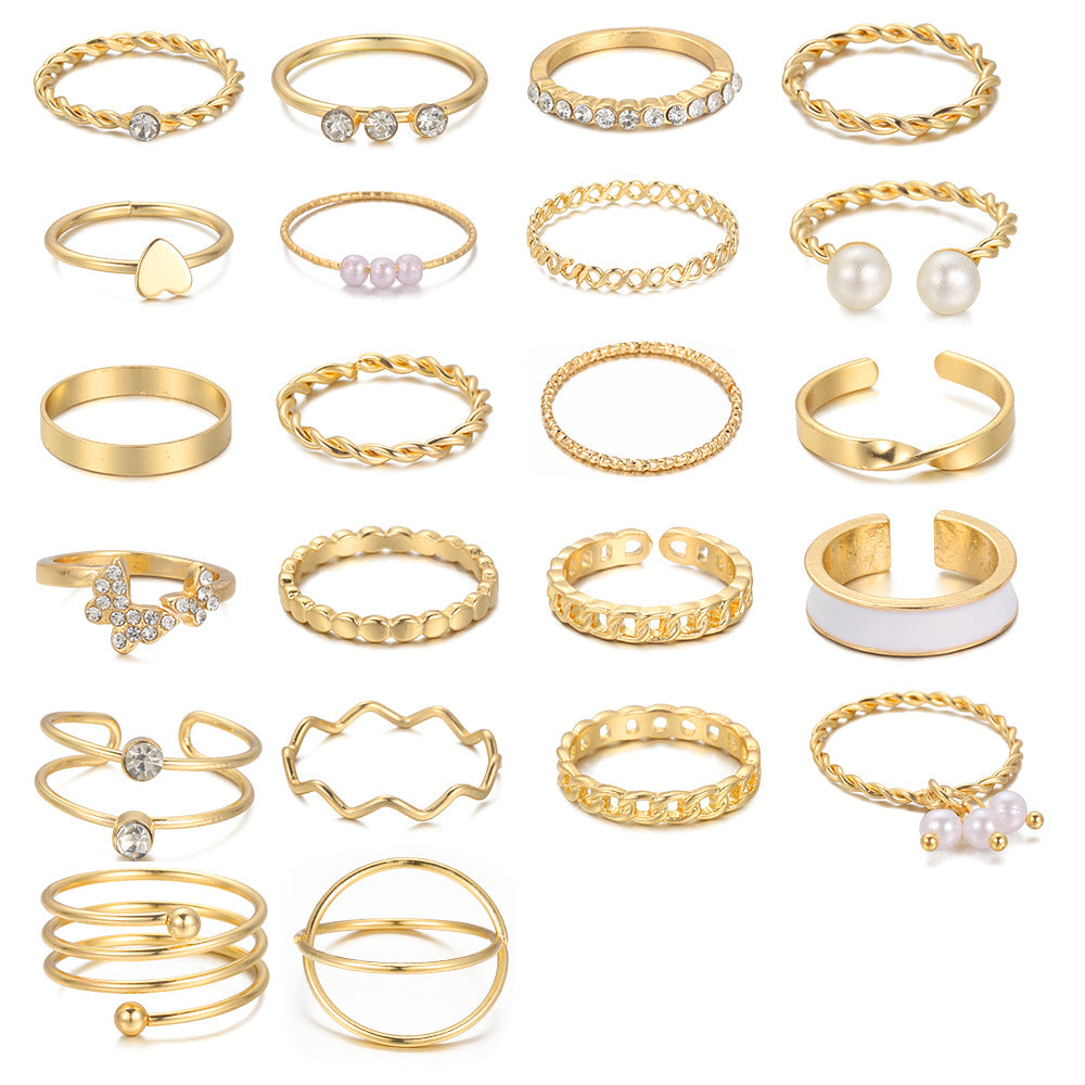 Damen Ring-Set mit filigranen Designs und funkelnden Akzenten Shop Nory