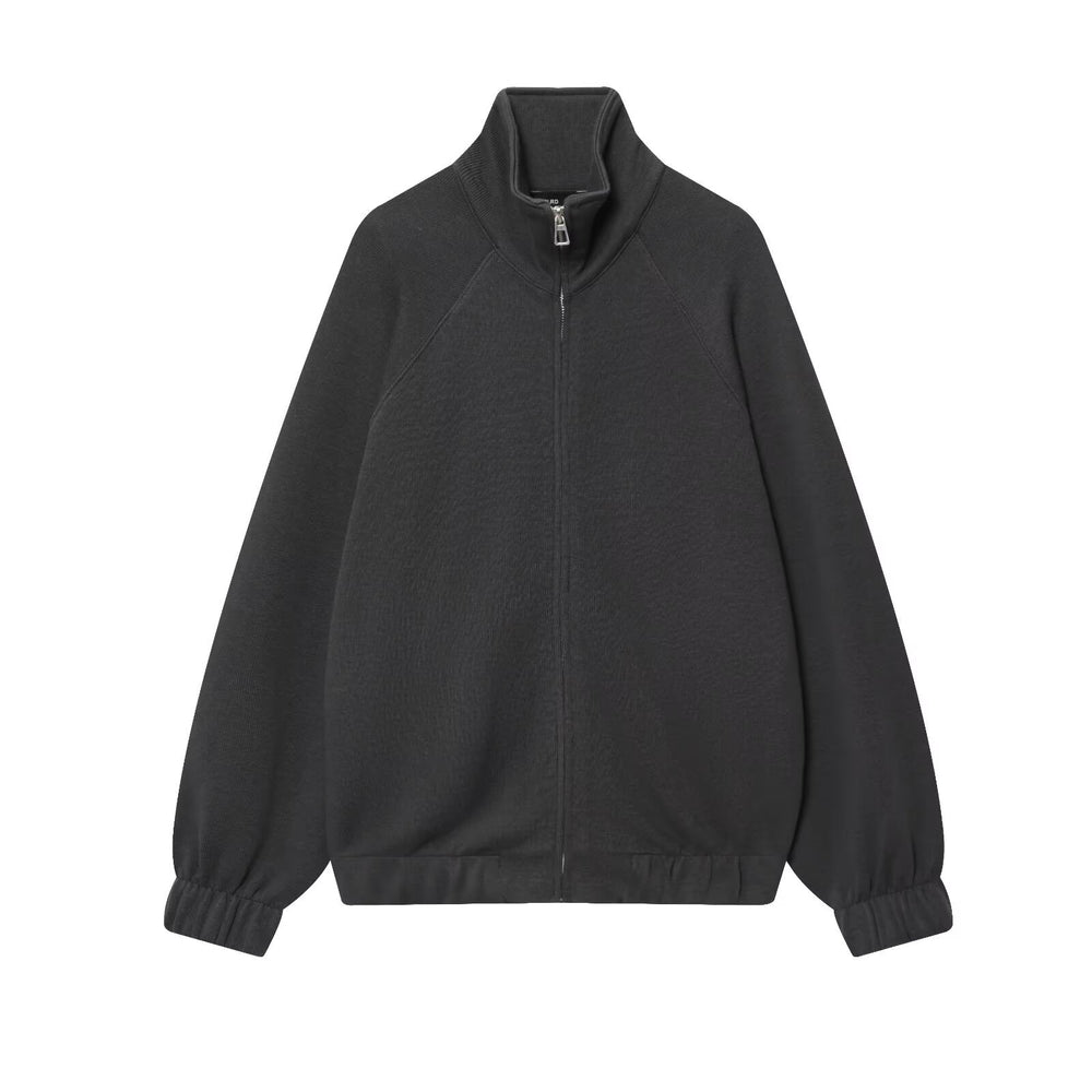 Damen Oversize Sweatjacke mit Reißverschluss, hohem Stehkragen und Raglanärmeln Shop Nory