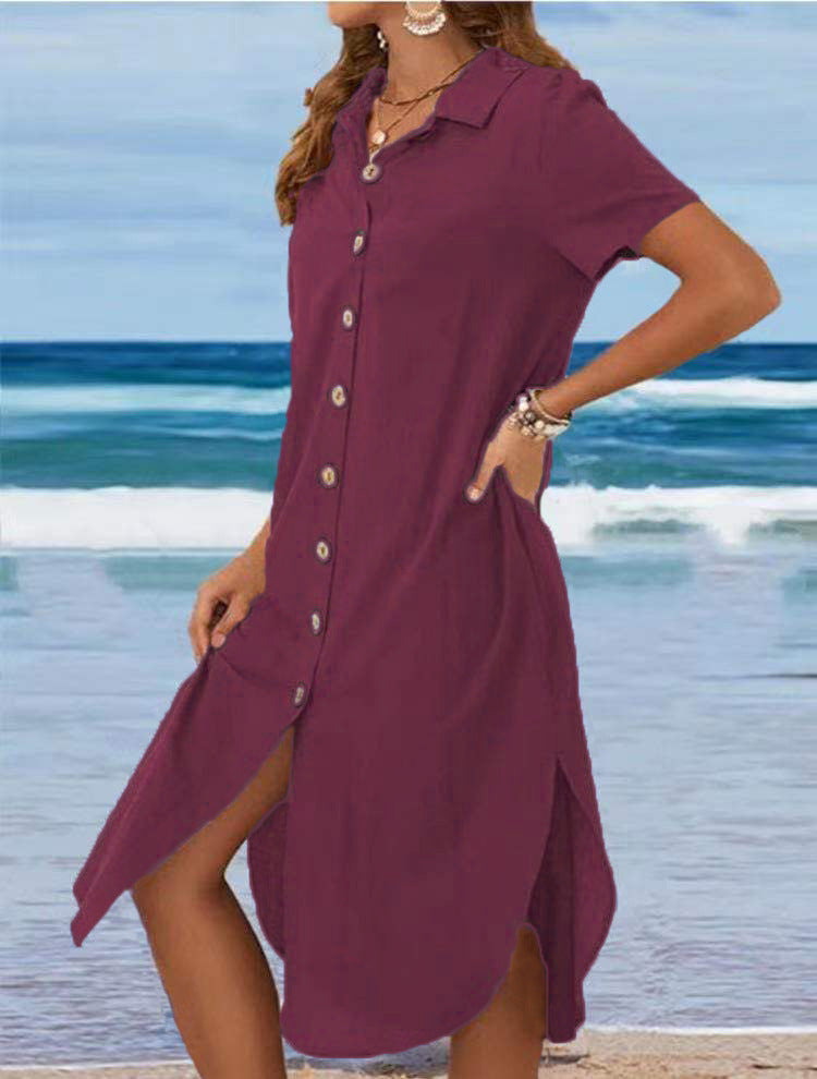 Damen Hemdkleid mit Knopfleiste und Seitenschlitzen Shop Nory