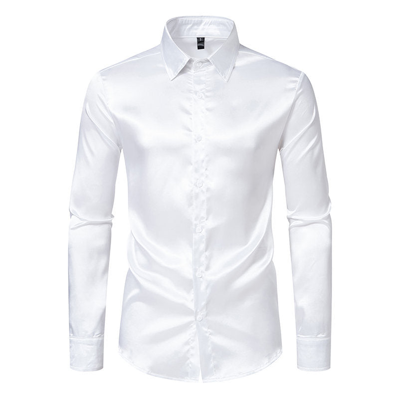 Herren Elegantes Satin-Hemd mit glänzender Oberfläche und modernem Schnitt