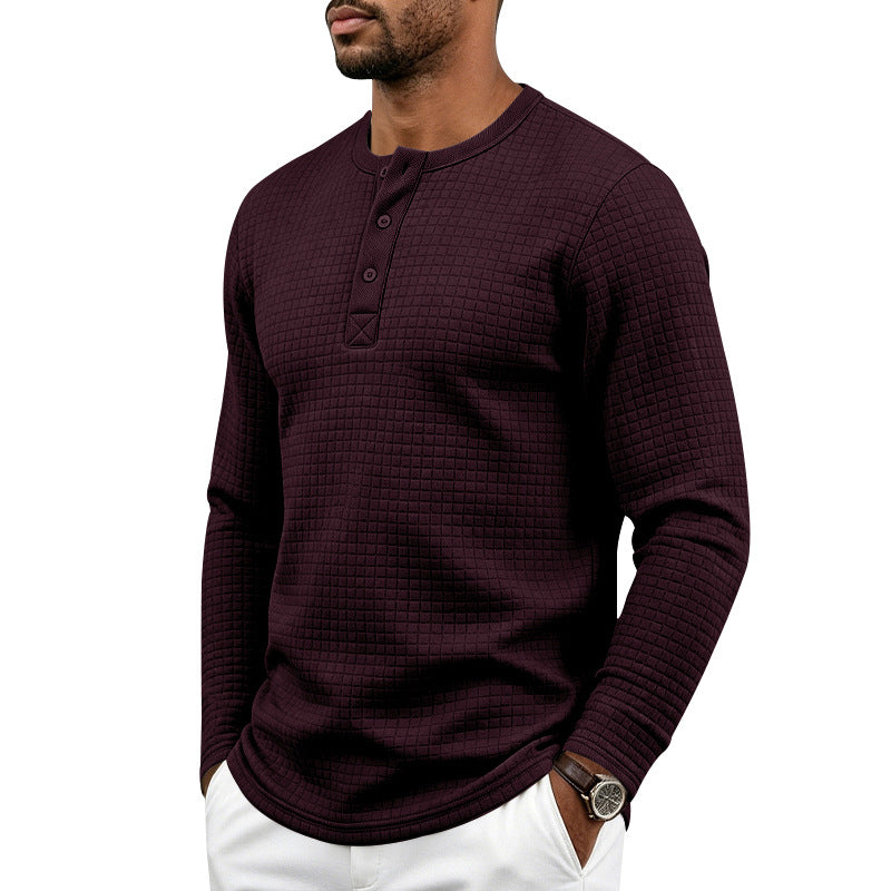 Herren Strukturiertes Waffel-Thermalshirt mit Henley-Knopfleiste und gerundetem Saum Shop Nory