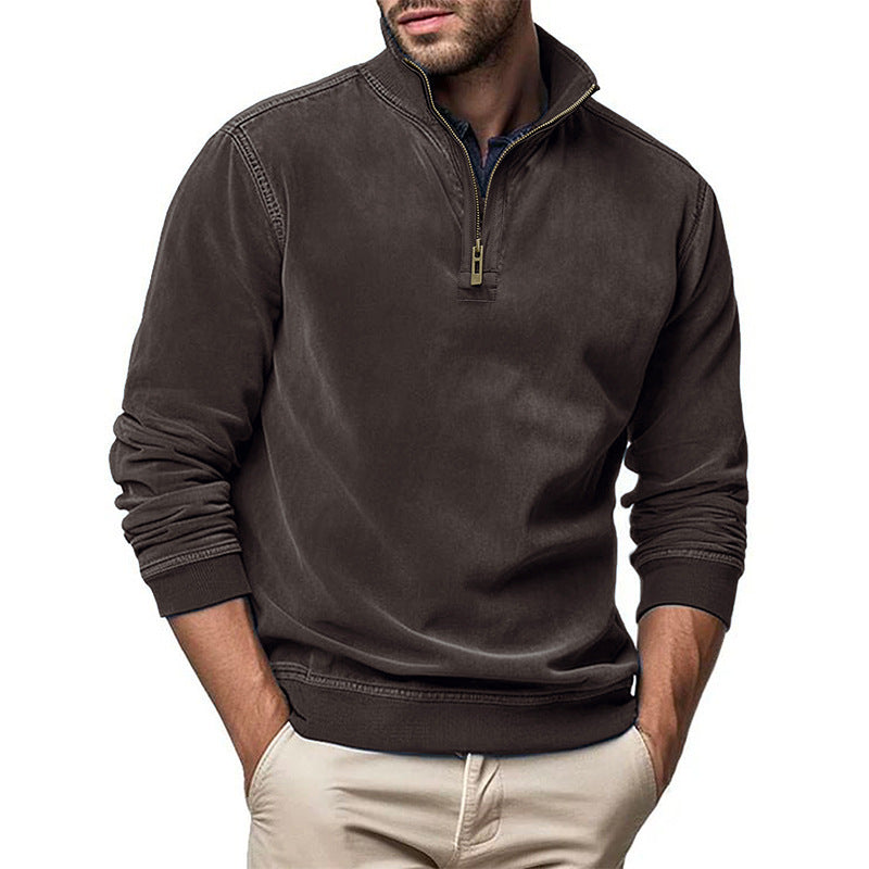 Herren Halbzip Sweatshirt mit Stehkragen und Rippbündchen Shop Nory