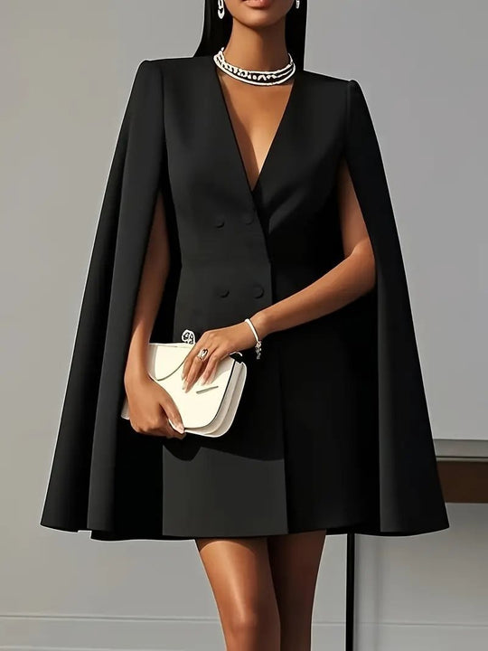 Damen Cape-Blazer-Kleid mit Doppelreihe und tiefem V-Ausschnitt Shop Nory