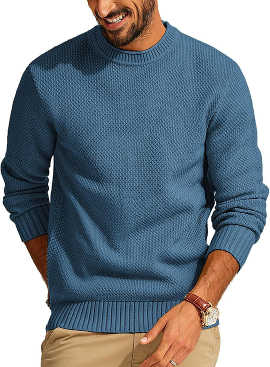 Herren Waffelstrick-Pullover mit Rundhalsausschnitt Shop Nory