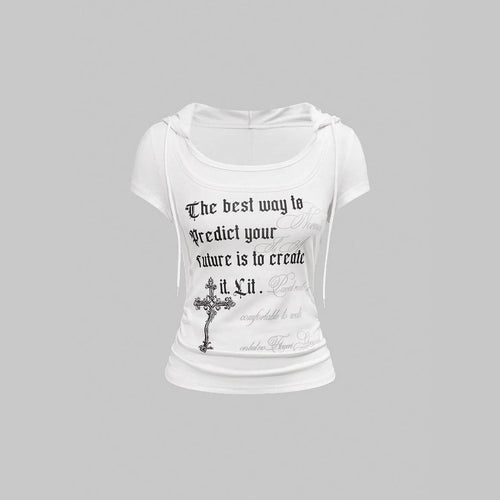 Damen Kapuzen-T-Shirt mit einzigartigem Schriftzug Shopnory
