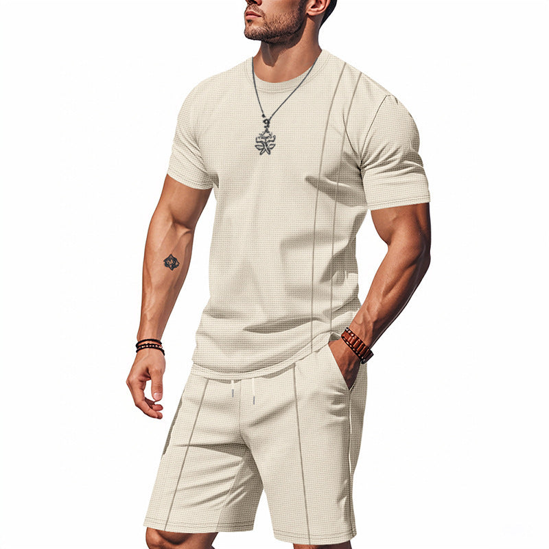 Herren Sportliches Kurzarm- und Shorts-Set aus atmungsaktivem Material